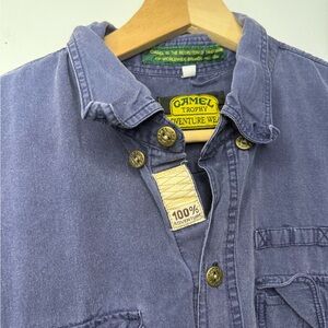 Vintage Camel Trophy Adventure Blue Button-Up Shirt XL